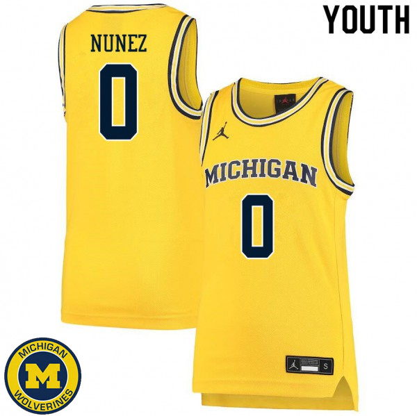 Youth Michigan Wolverines #0 Adrien Nunez Yellow Basketball Jersey